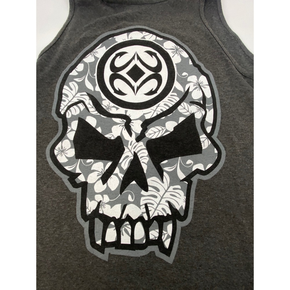 Maui Built‎ Graphic Skull Tank Top Dark Gray Print Sleeveless Shirt-No Tags-New